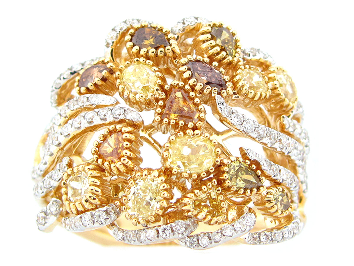 FANCY COLOR DIAMOND RING, 18KY (N)