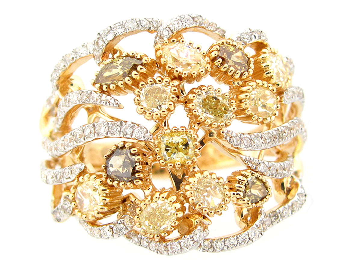 FANCY COLOR DIAMOND RING, 18KY (N)