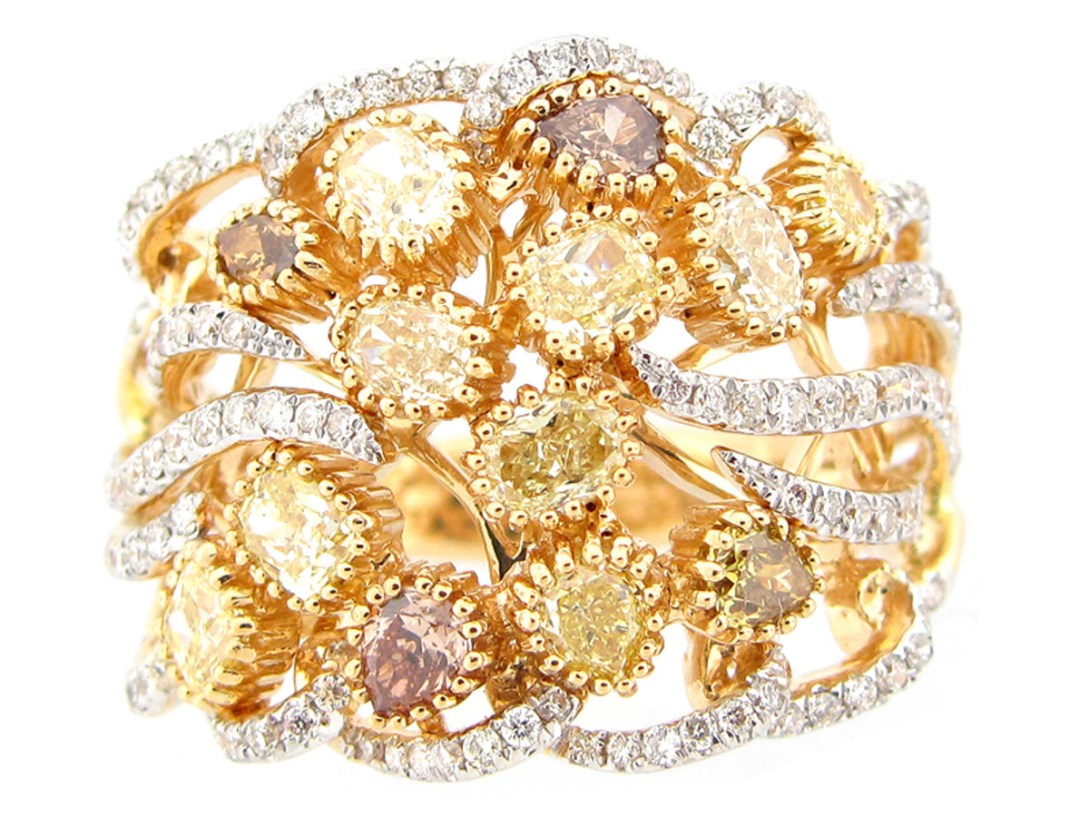 FANCY COLOR DIAMOND RING, 18KY (N)