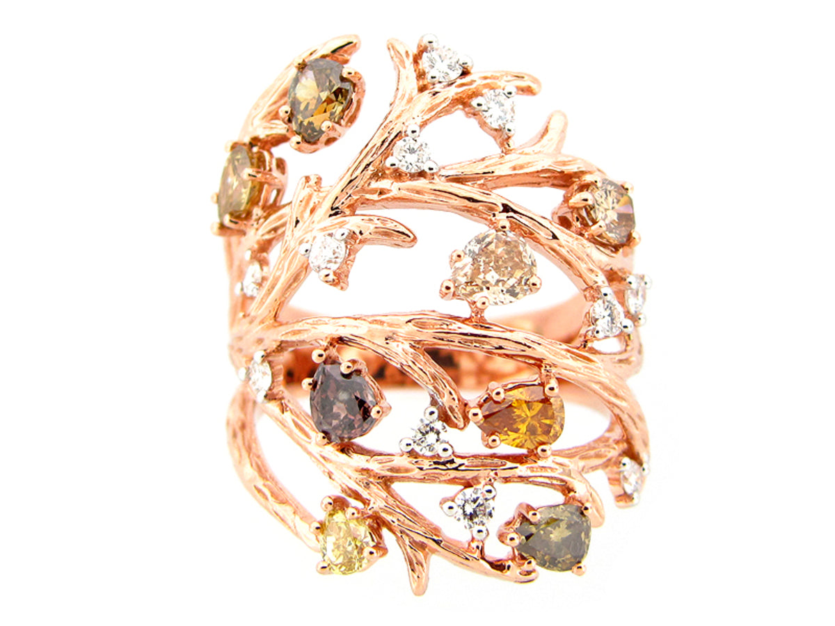 FANCY COLOR DIAMOND RING, 18KR (N)