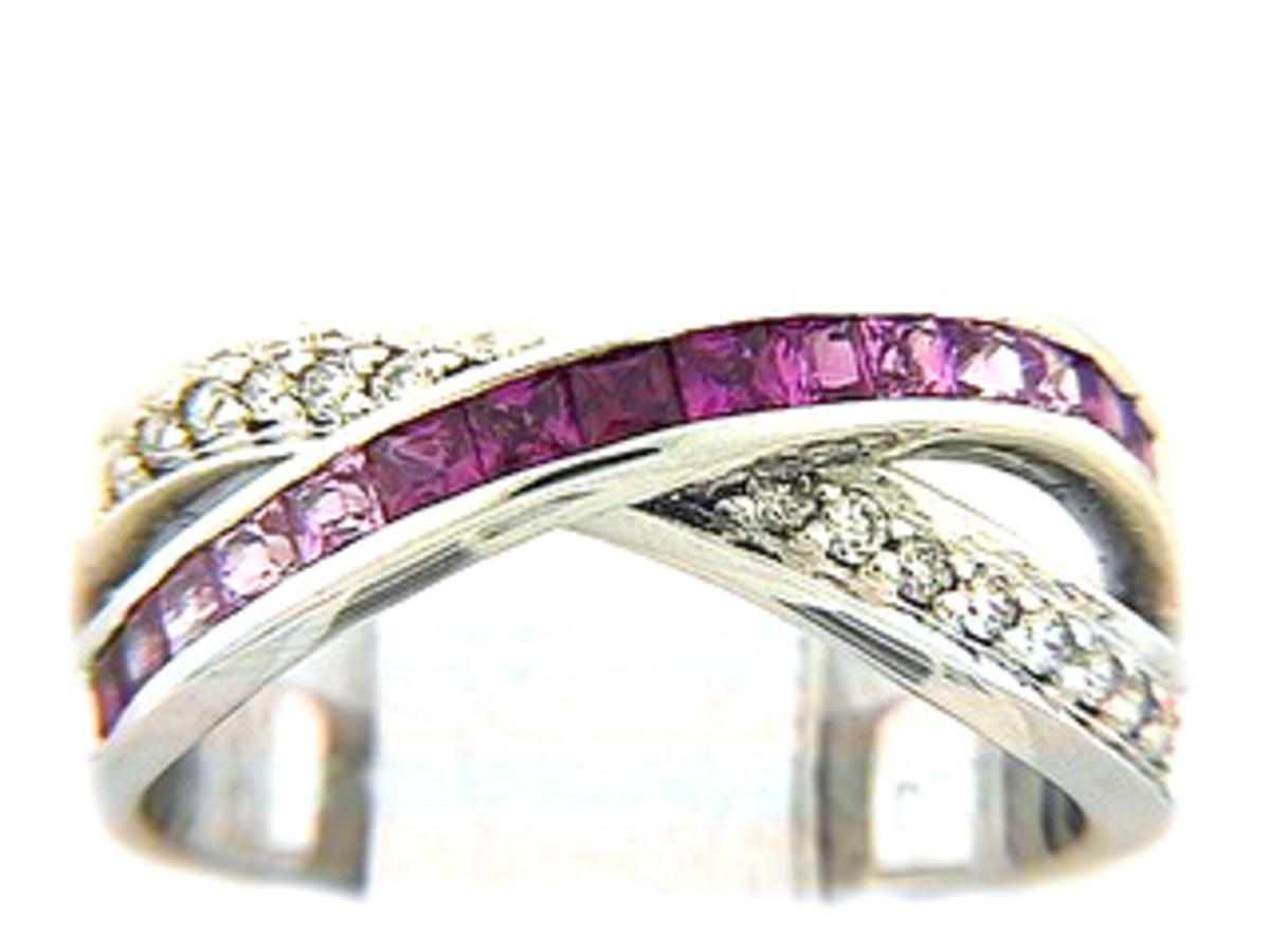 PINK SAPPHIRE & DIAMOND RING, 18KW (H), C=1.08