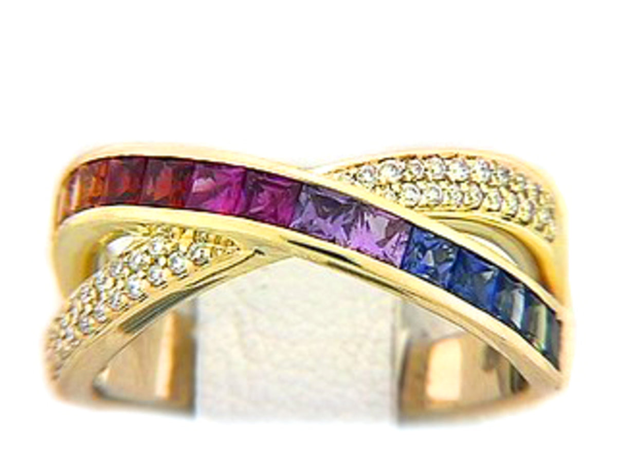 RAINBOW SAPPHIRE & DIAMOND RING