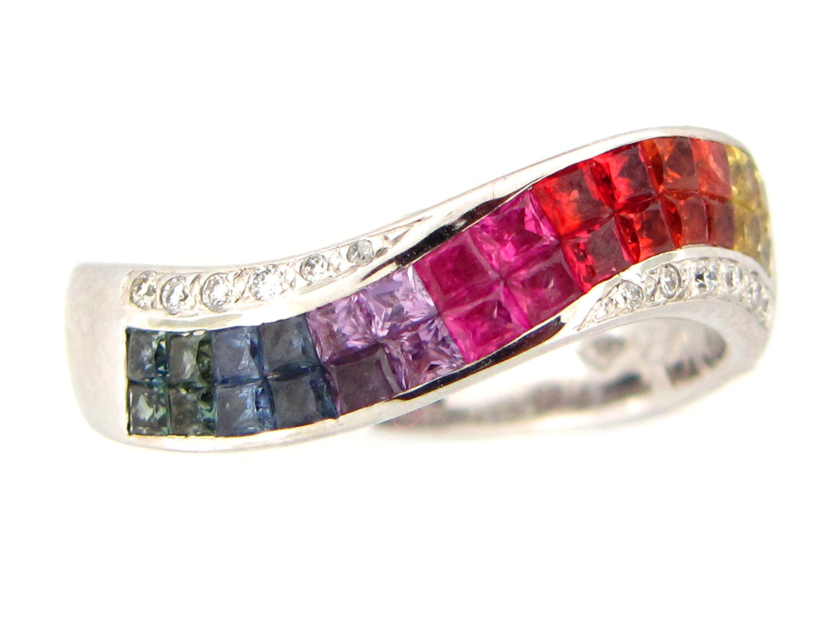 RAINBOW SAPPHIRE & DIAMOND RING