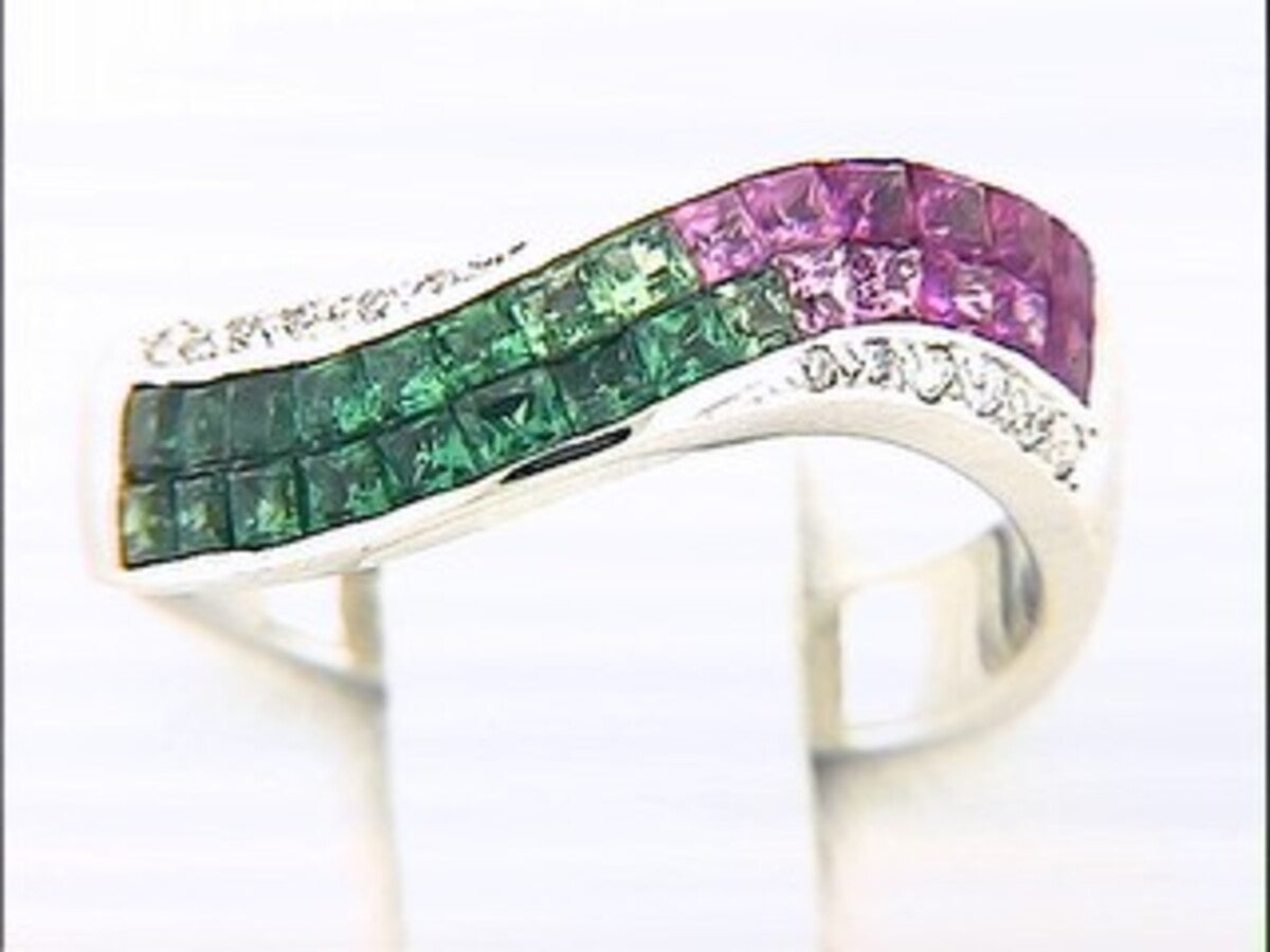 TSAVORITE, PINK SAPPHIRE & DIAMOND RING