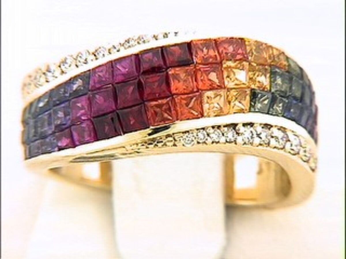 RAINBOW SAPPHIRE & DIAMOND RING