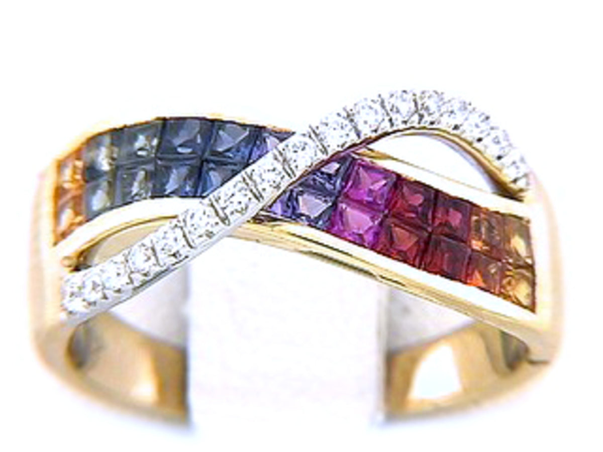 RAINBOW SAPPHIRE & DIAMOND RING
