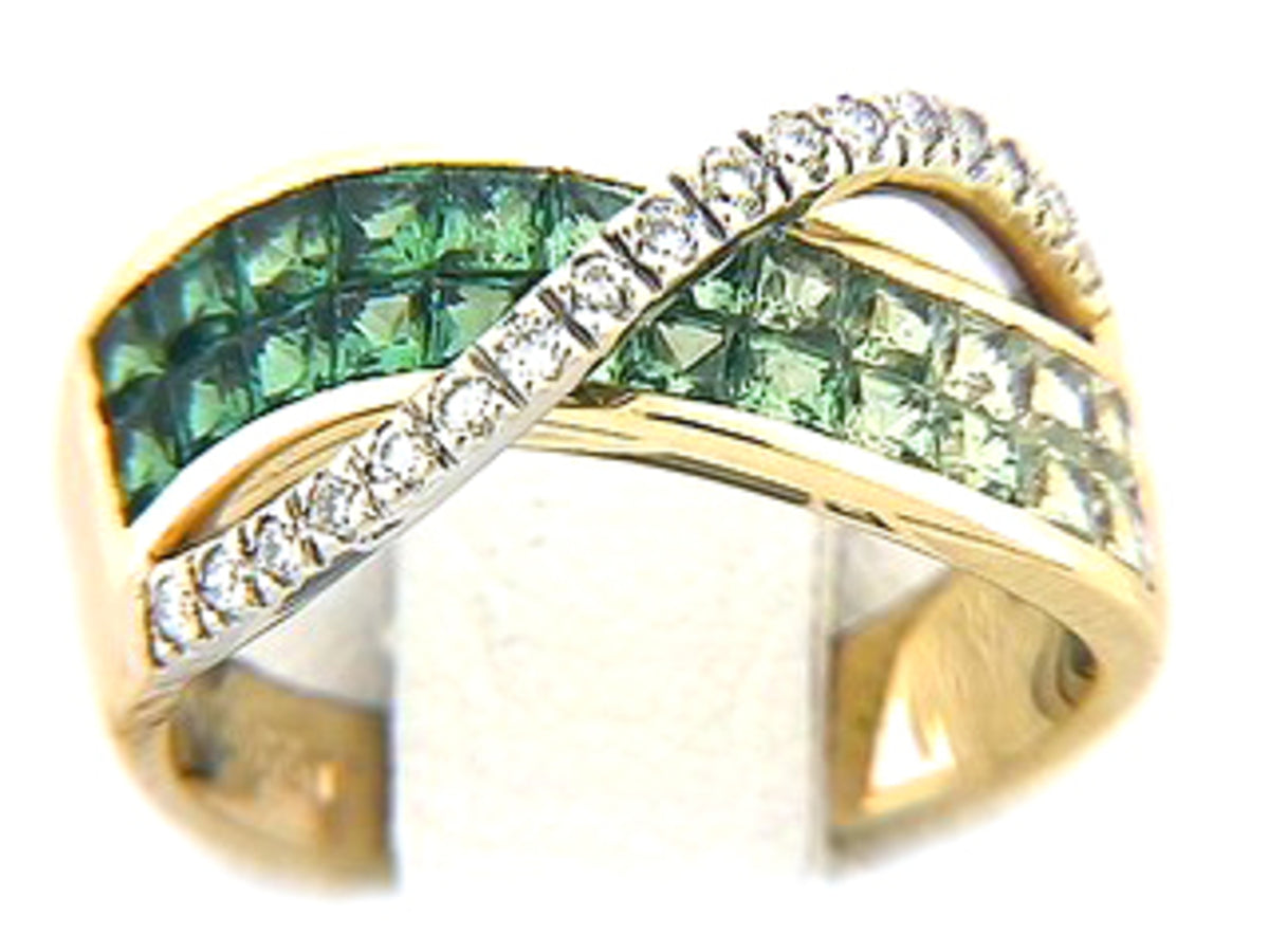 TSAVORITE & DIAMOND RING, 18KT (H), C=2.00