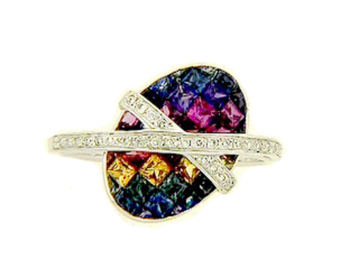 RAINBOW SAPPHIRE & DIAMOND RING