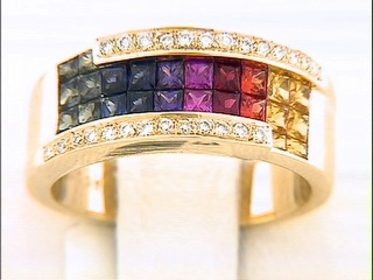 RAINBOW SAPPHIRE & DIAMOND RING
