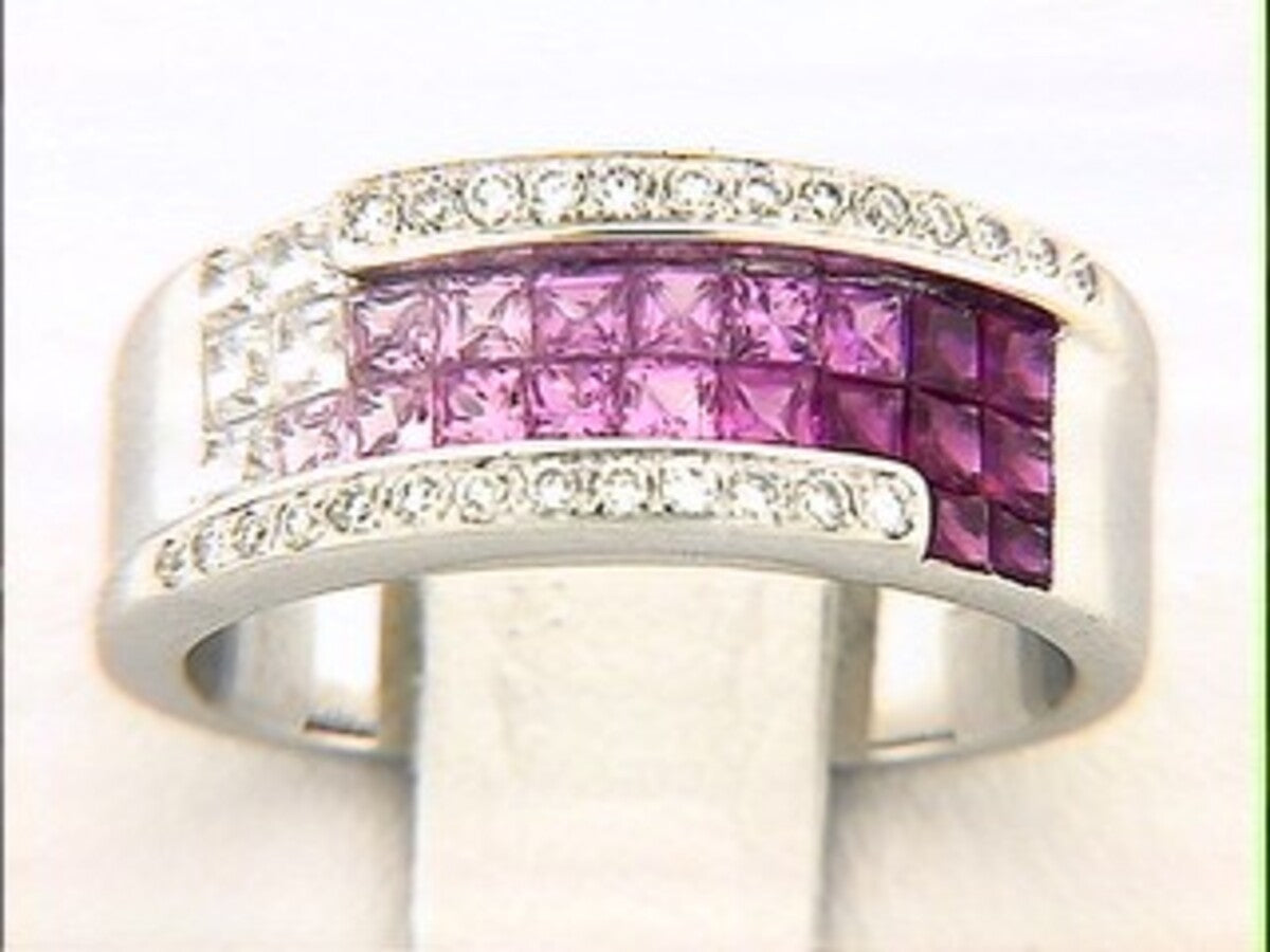 PINK SAPPHIRE & DIAMOND RING,18KW (H), C=1.52