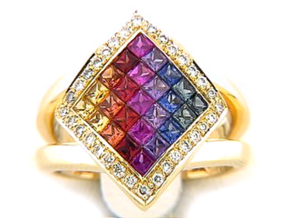 RAINBOW SAPPHIRE & DIAMOND RING
