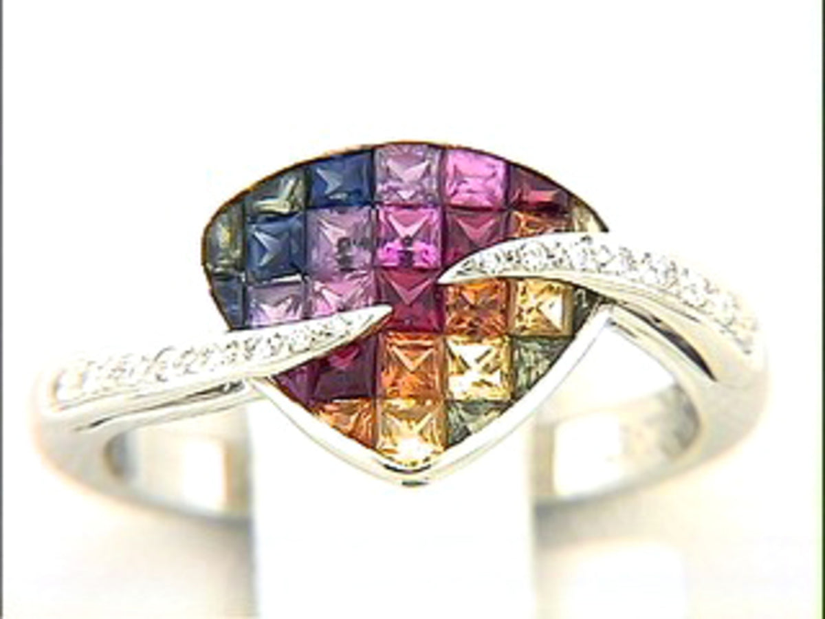 RAINBOW SAPPHIRE & DIAMOND RING