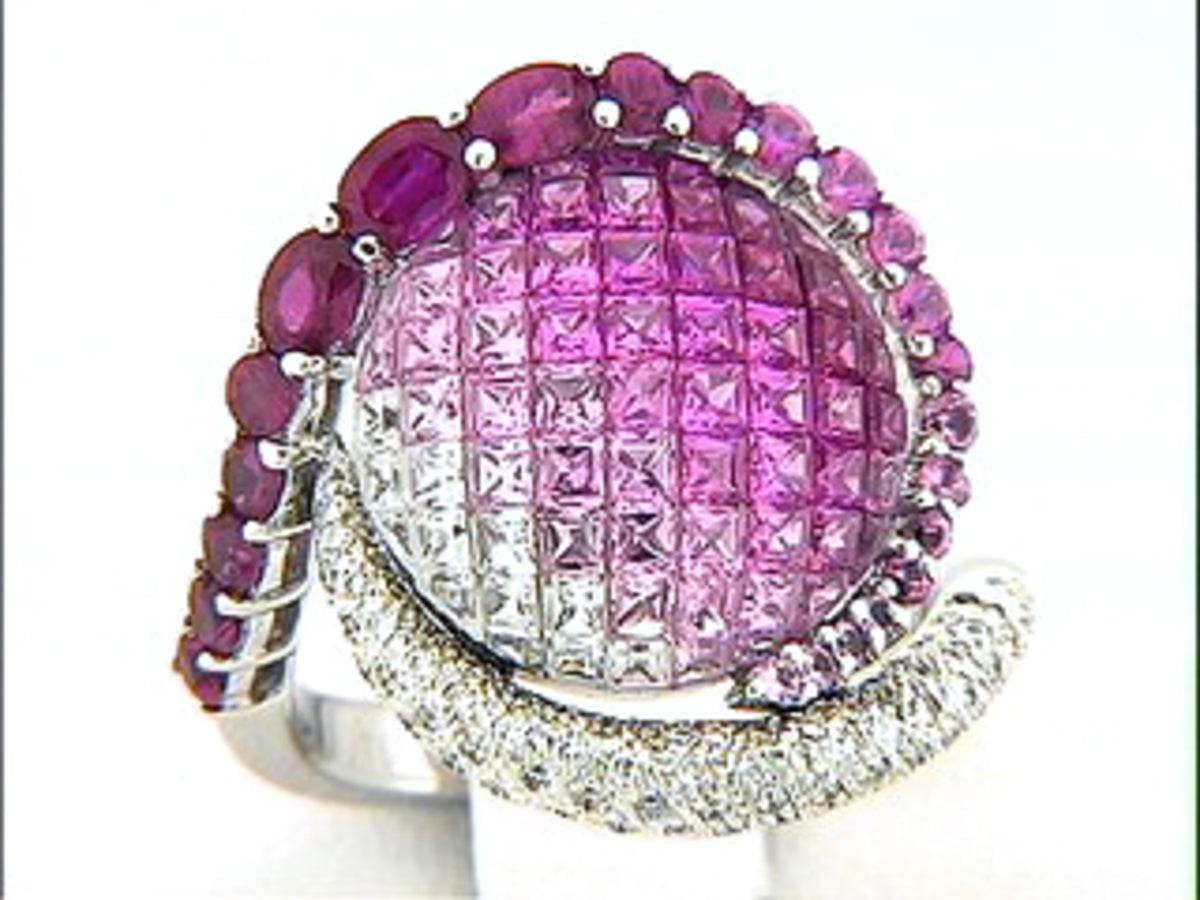 PINK SAPPHIRE & DIAMOND RING, 18KW (H)