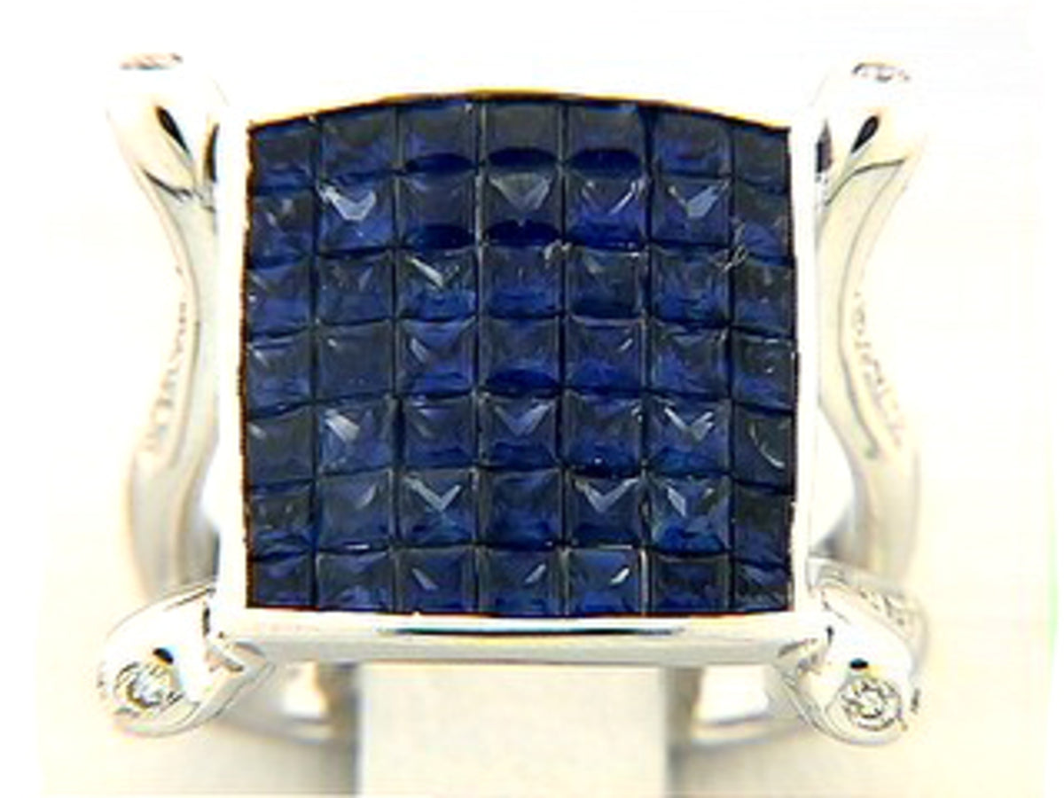SAPPHIRE & DIAMOND RING, 18KW (H), C=4.09