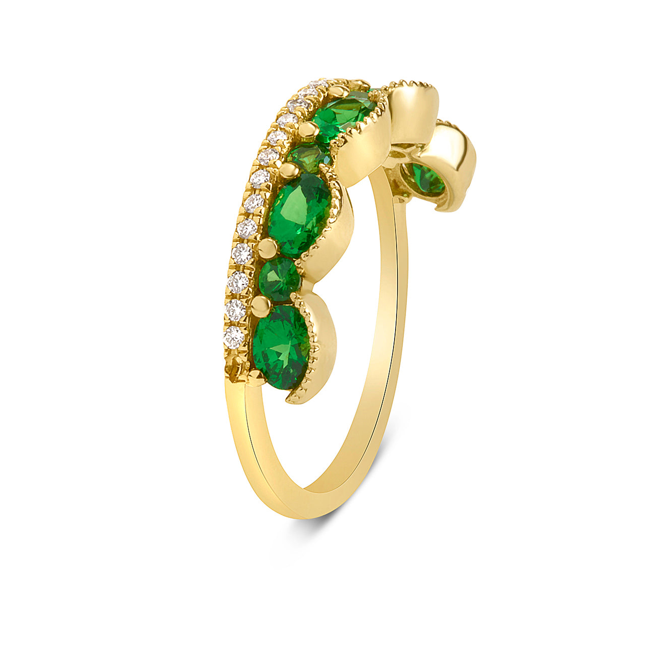 Tsavorite & Diamond Crown Ring