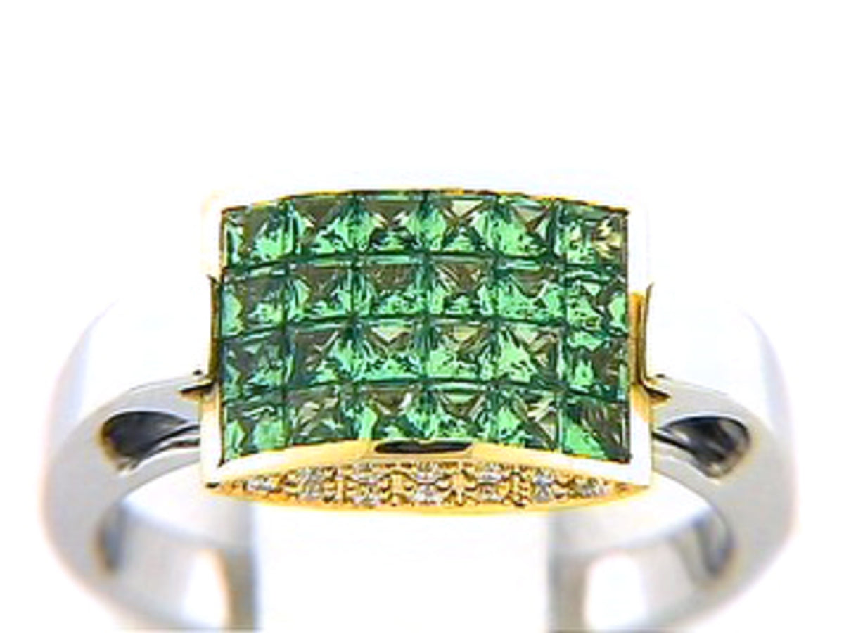 TSAVORITE & DIAMOND RING, 18KT (N), C=1.41