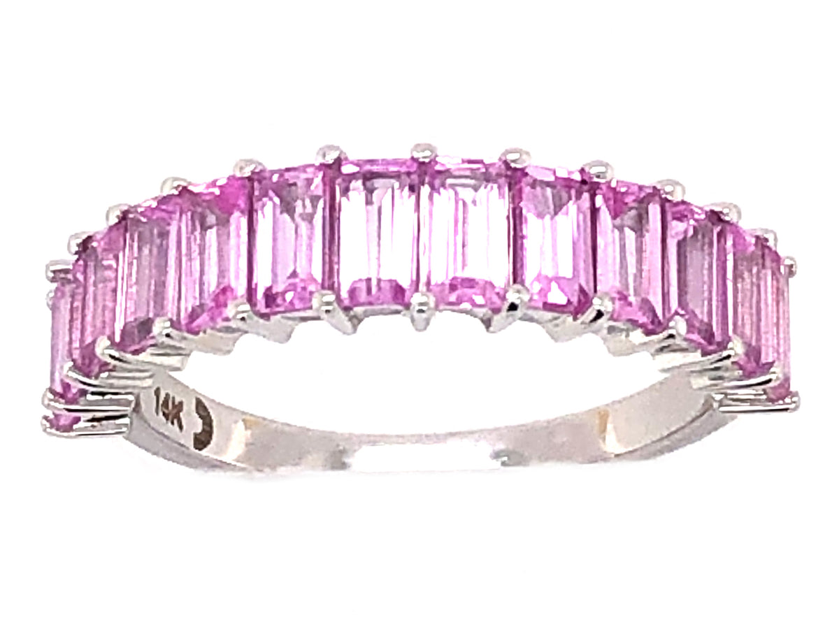 Pink Sapphire Baguette Ring, 14kw (H)
