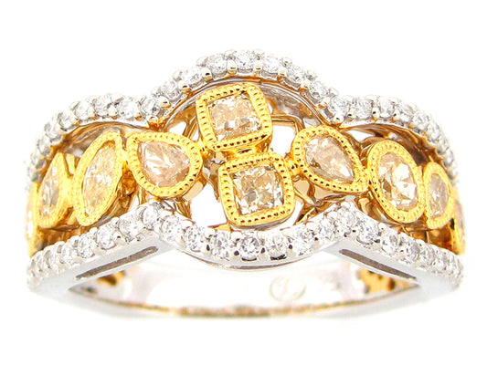 YELLOW & WHITE DIAMOND RING, 18KT (N)