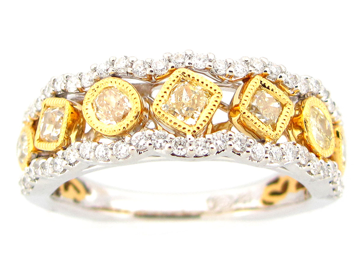 YELLOW & WHITE DIAMOND RING, 18KT (N)