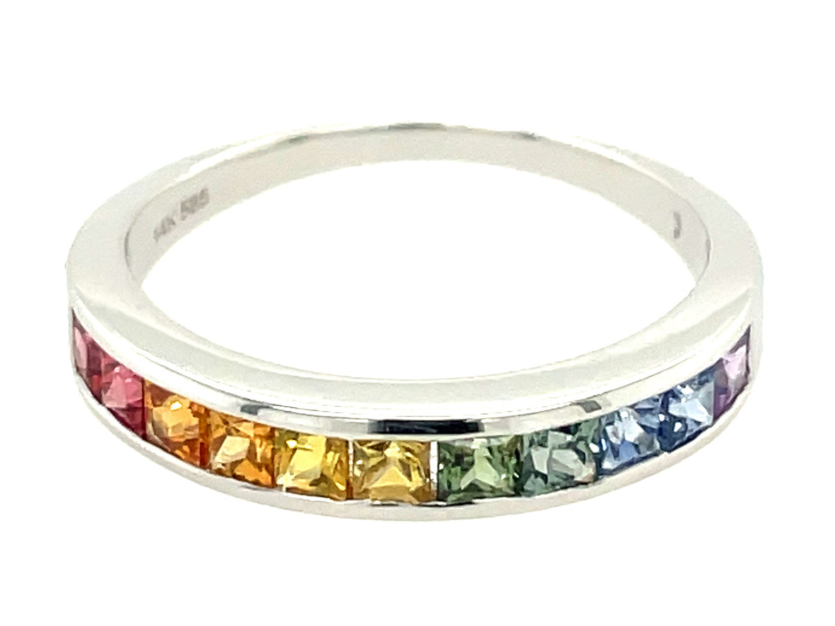 RAINBOW SAPPHIRE CHANNEL SET RING