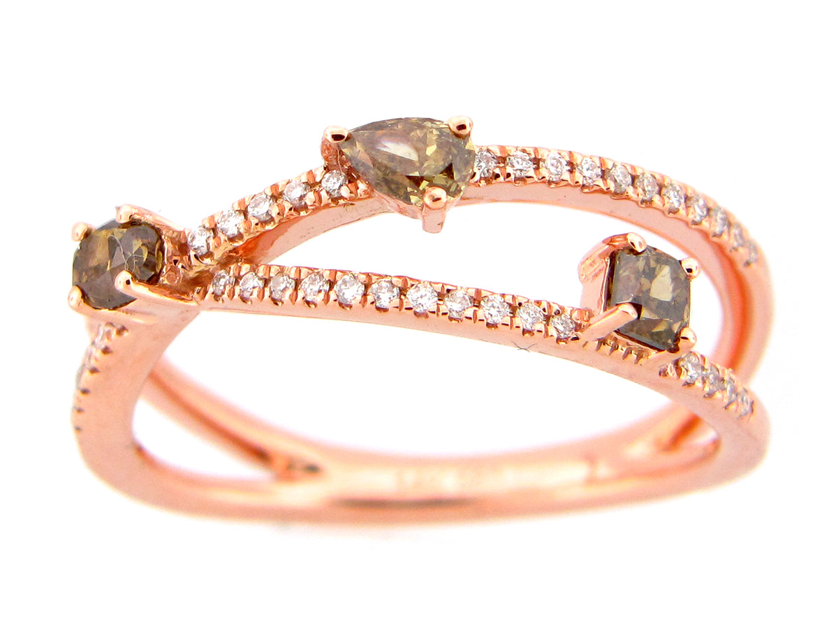 FANCY COLOR DIAMOND DOUBLE SHANK RING, 14KR (N)