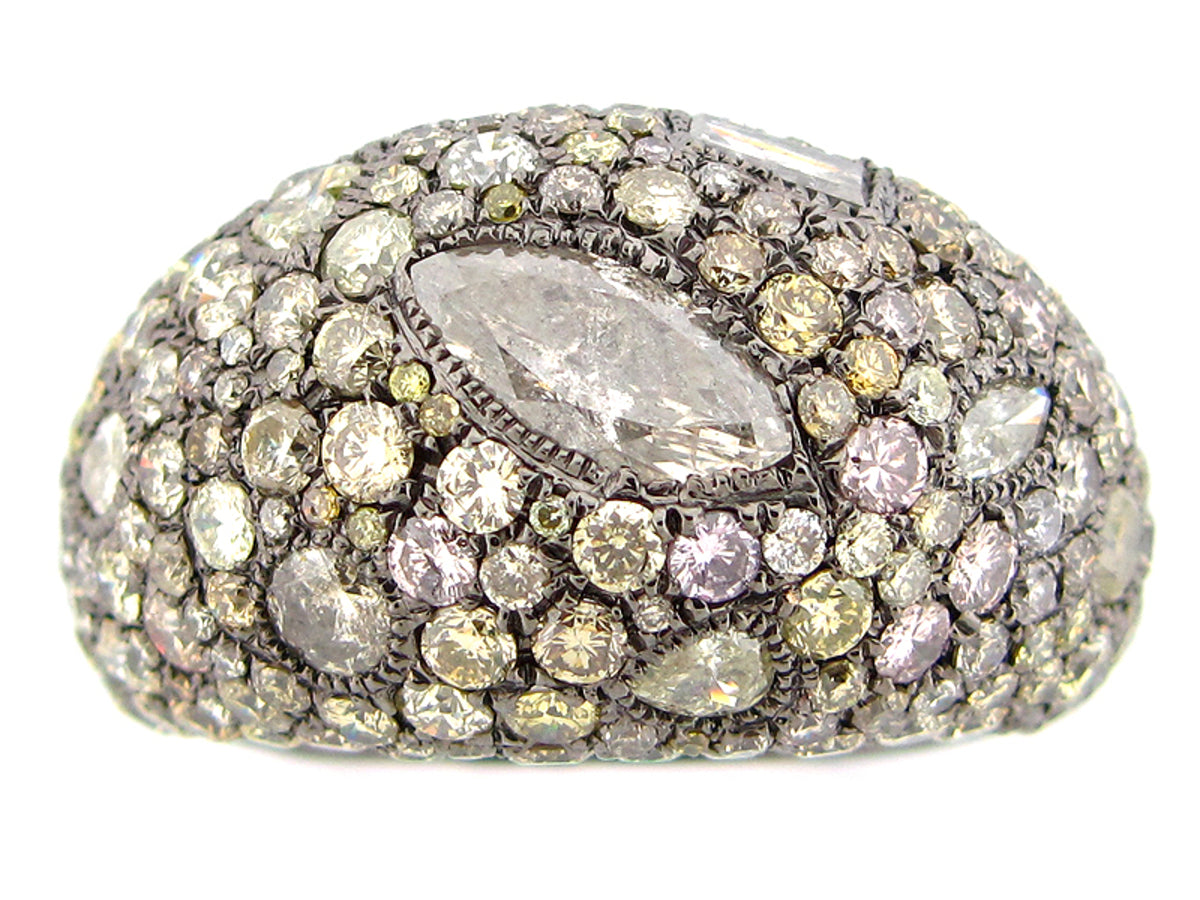 FANCY COLOR DIAMOND RING, BLACK FINISH, 18KW (N)