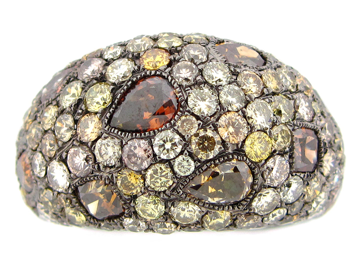 FANCY COLOR DIAMOND RING, BLACK FINISH, 18KW (N)