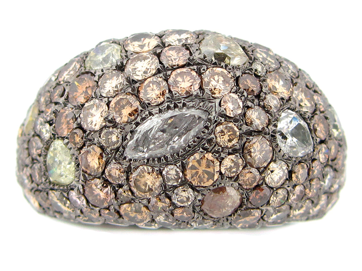 FANCY COLOR DIAMOND RING, BLACK FINISH, 18KW (N)