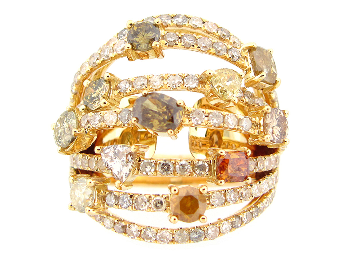 FANCY COLOR DIAMOND RING, 18KY (N)