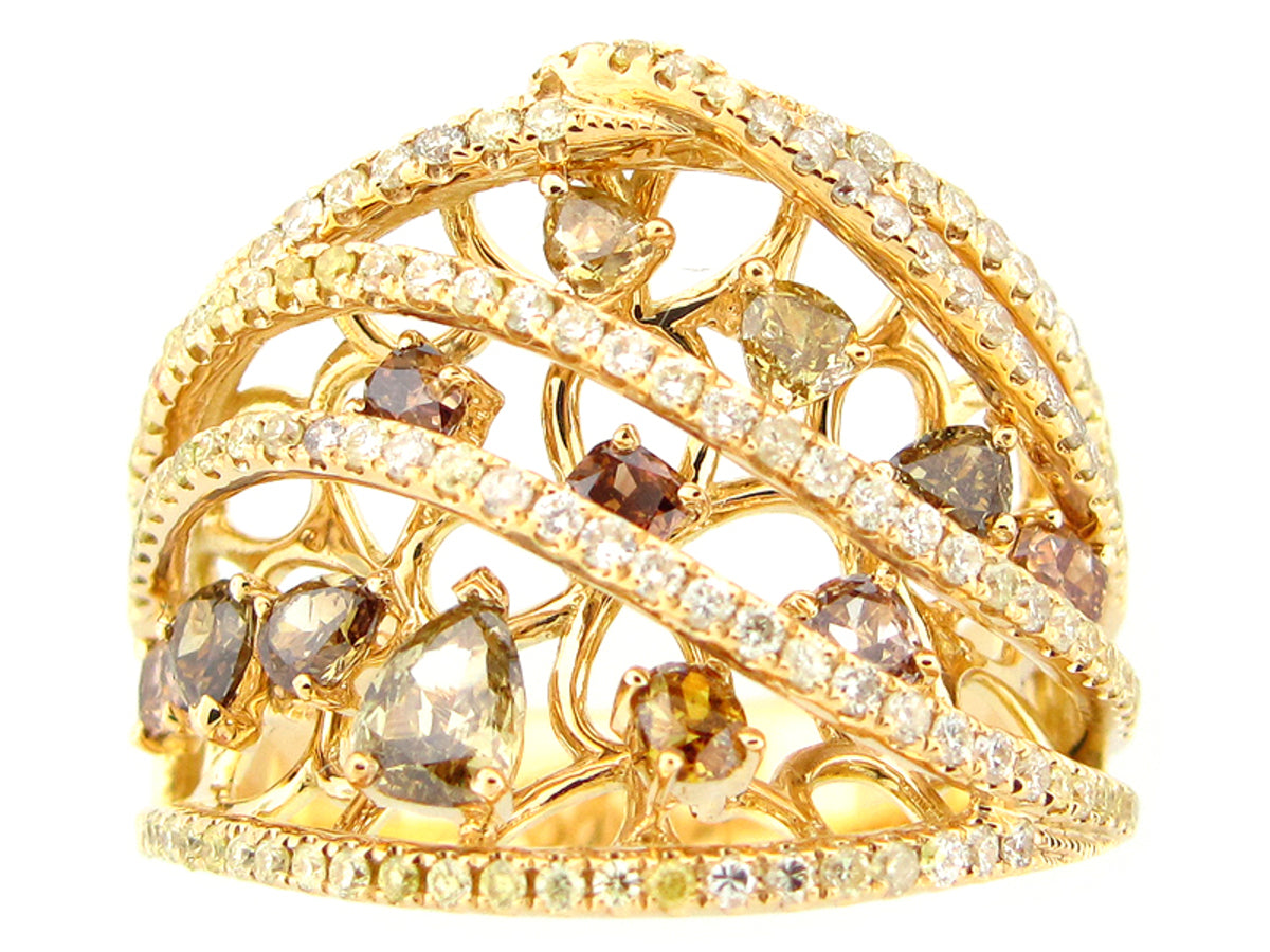 FANCY COLOR DIAMOND RING, 18KY (N)