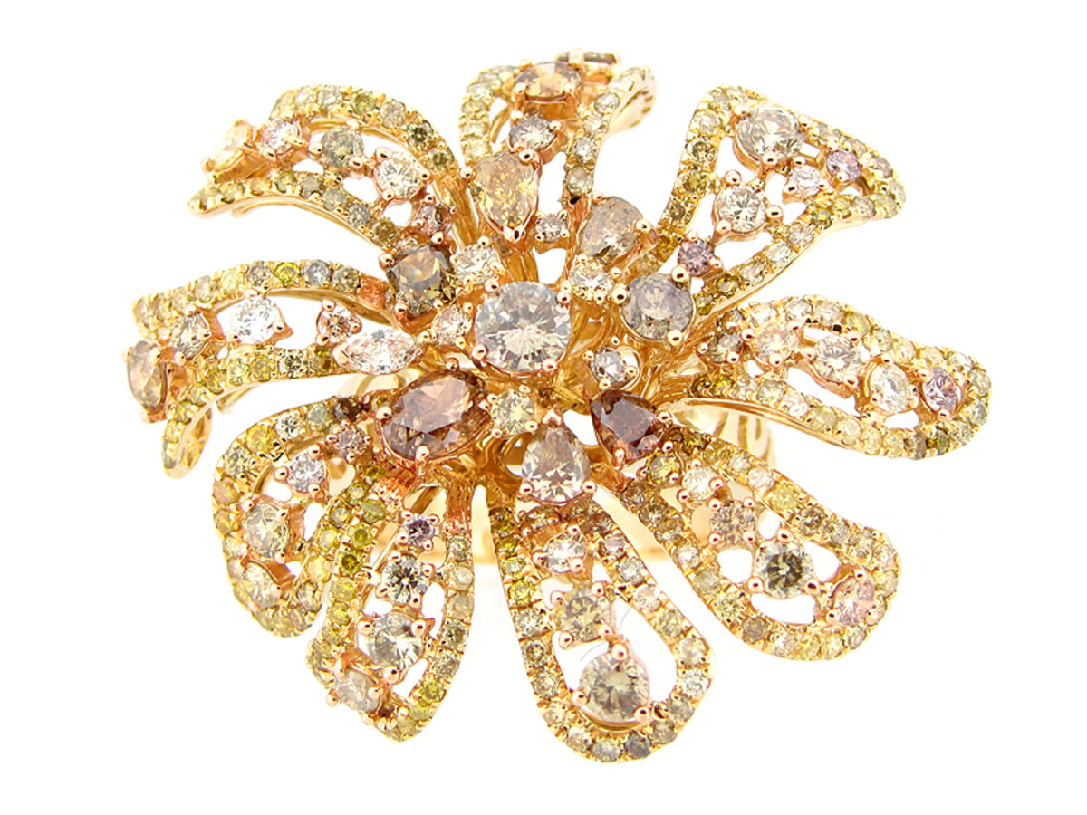 FANCY COLOR DIAMOND RING, 18KY (N)