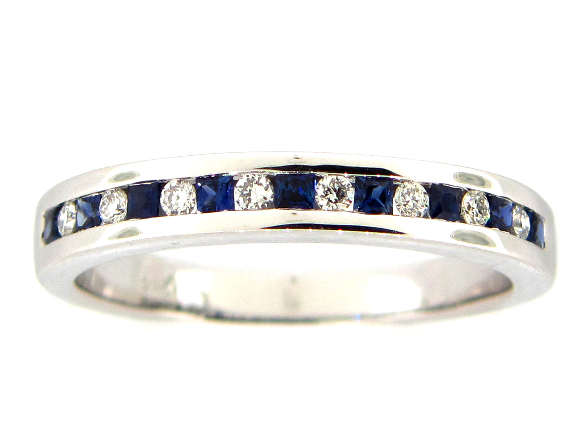 SAPPHIRE & DIAMOND RING, 14KW (H)