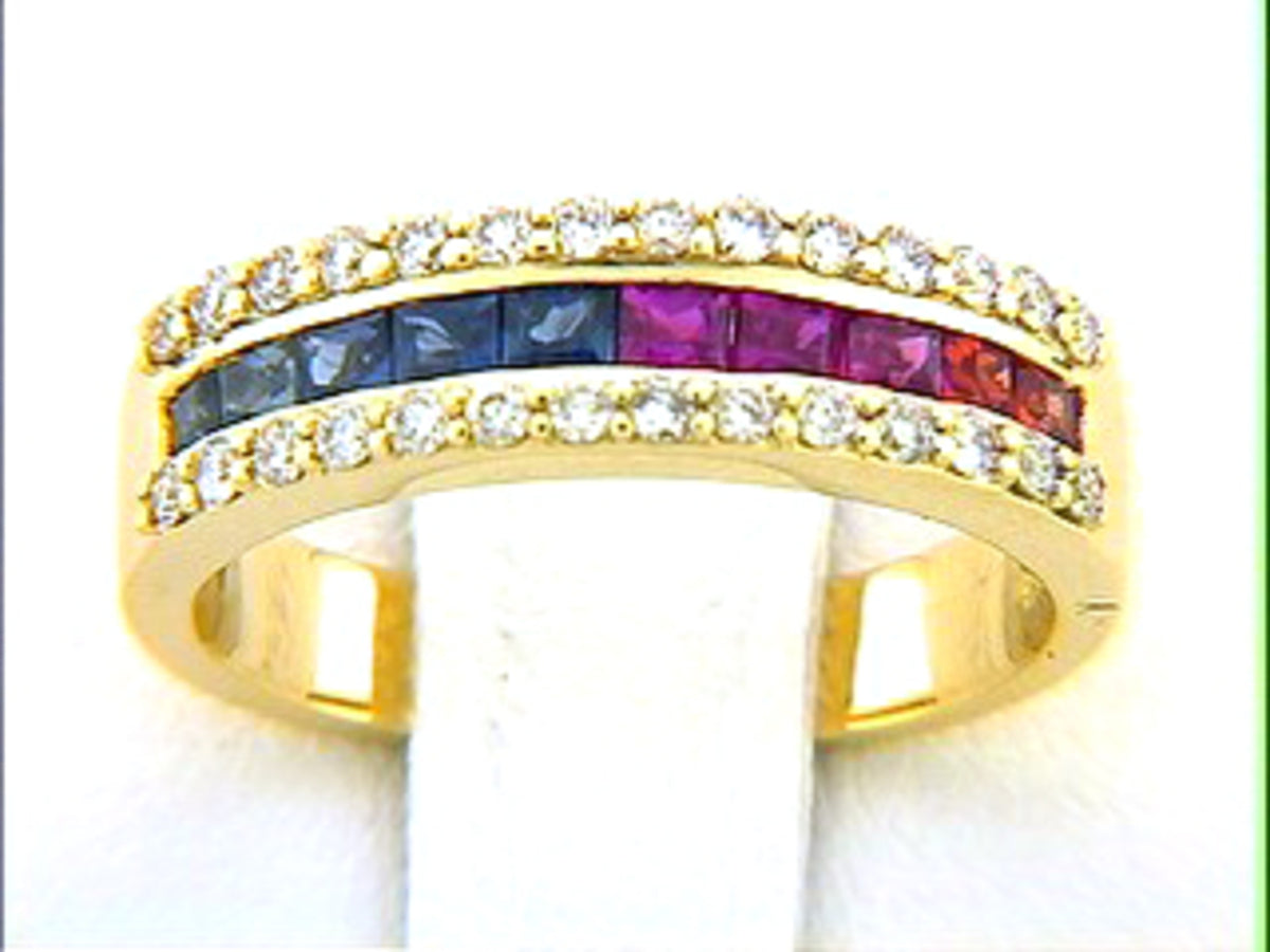 RAINBOW SAPPHIRE & DIAMOND RING