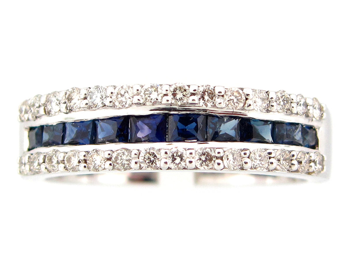 SAPPHIRE & DIAMOND RING, 18KW (H), C=1.00