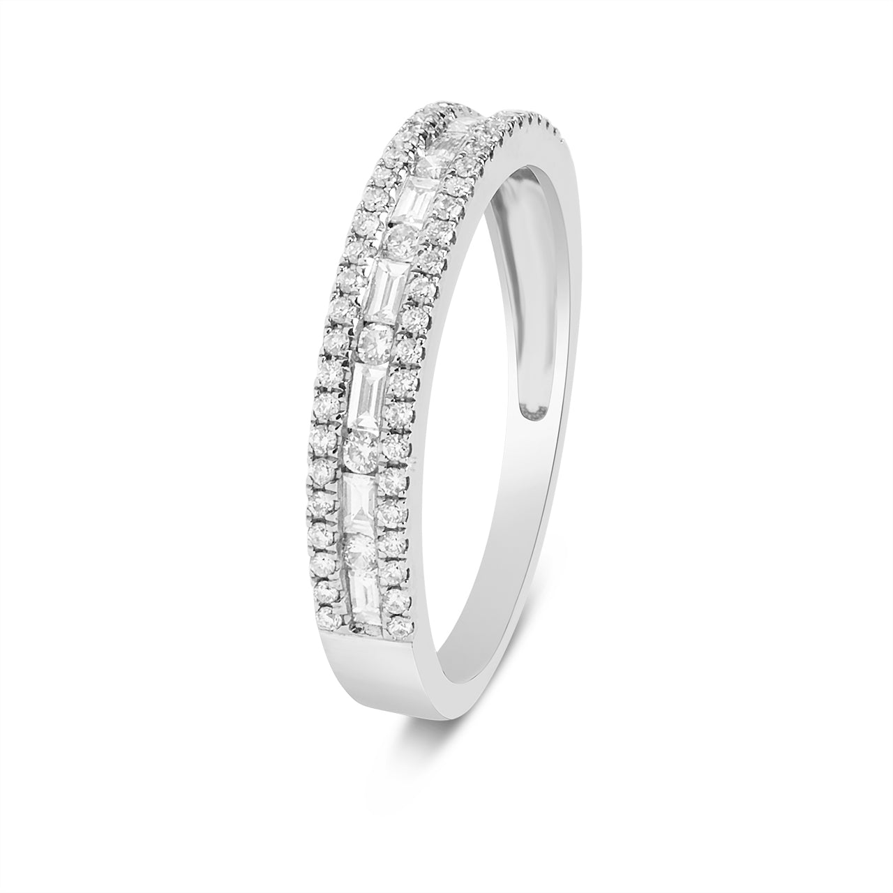 Diamond Alternating Baguette & Round 3.5mm Band
