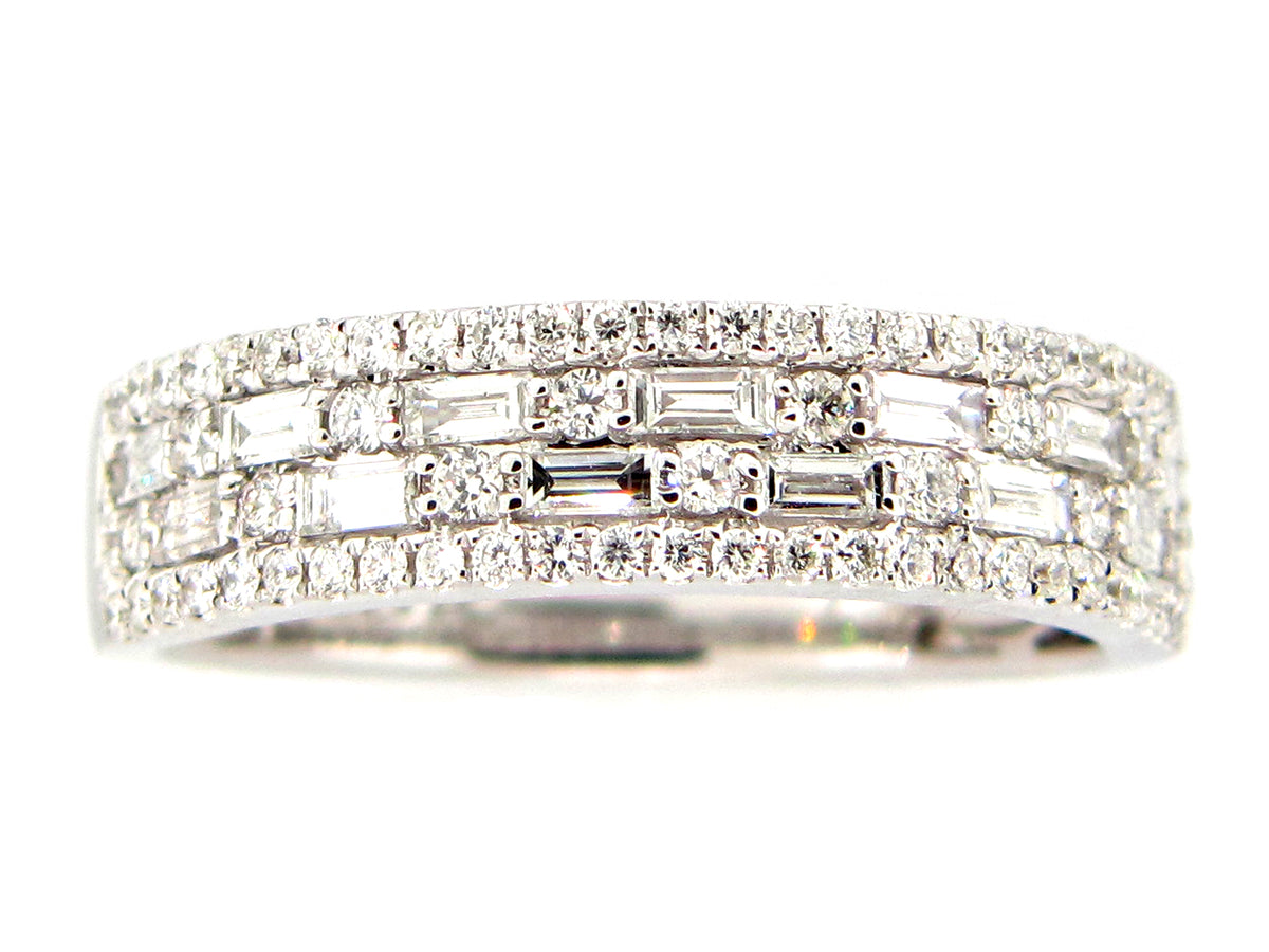 DIAMOND 2 ROW BAGUETTE & ROUND RING, 18KW (N)