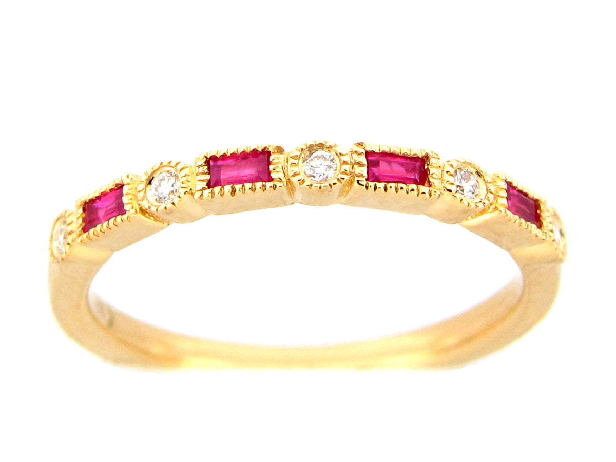 RUBY & DIAMOND RING, 18KY (H)