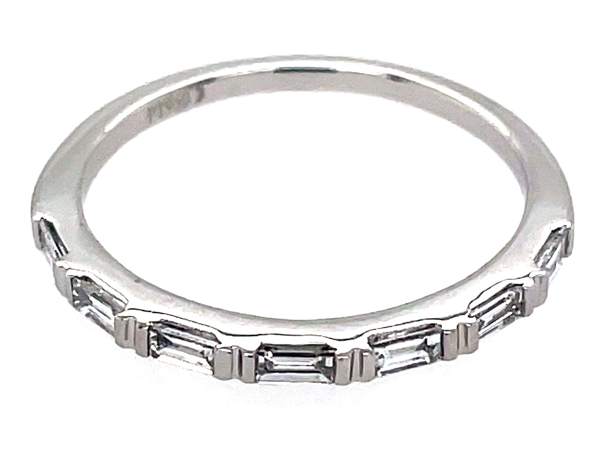 DIAMOND 1 ROW BAGUETTE BAR SET RING, PLAT (N)