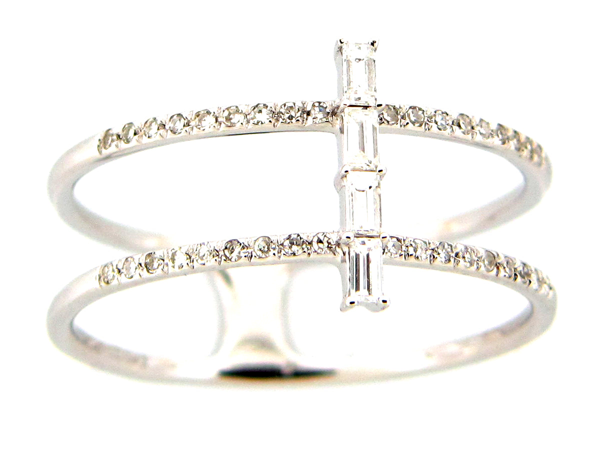 DIAMOND DOUBLE SHANK RING, 14KW (N)