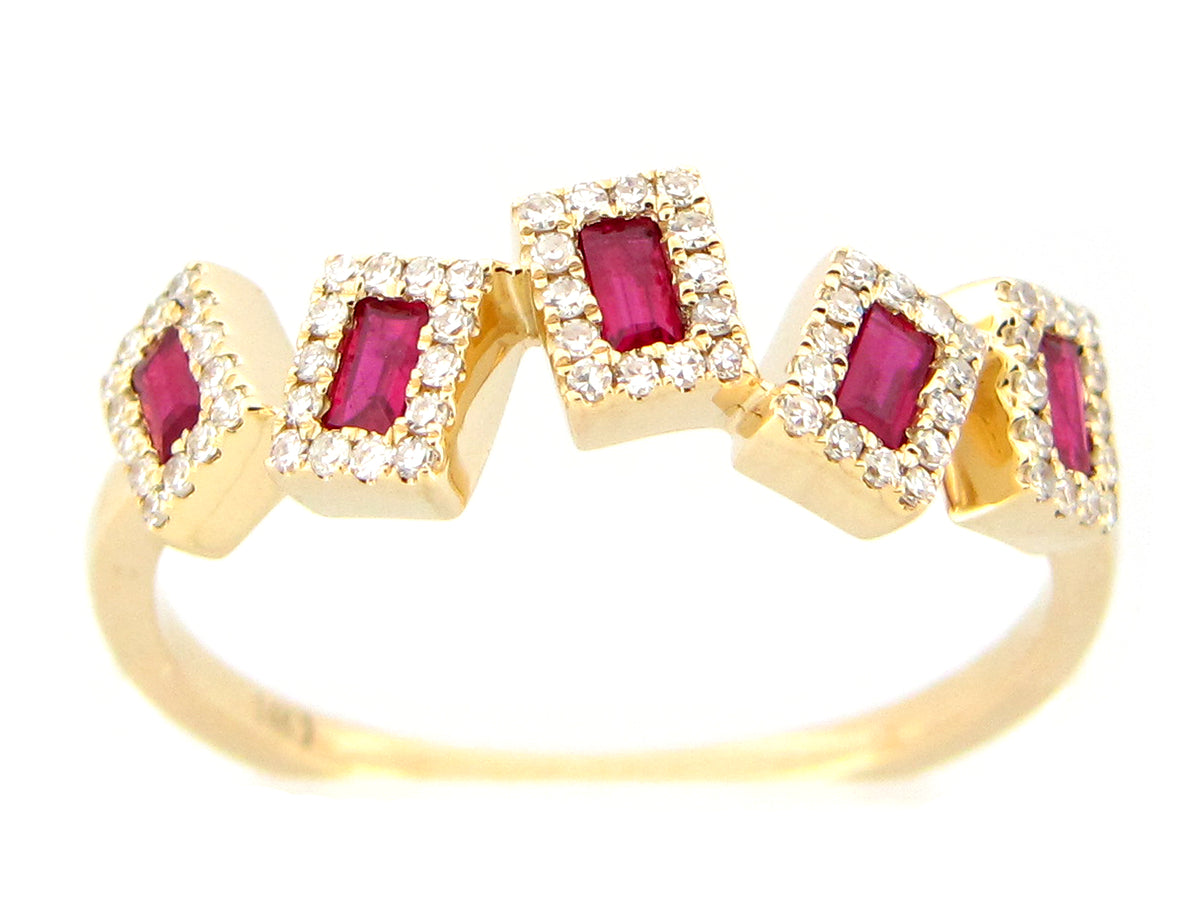 RUBY & DIAMOND RING, 14KY (H)