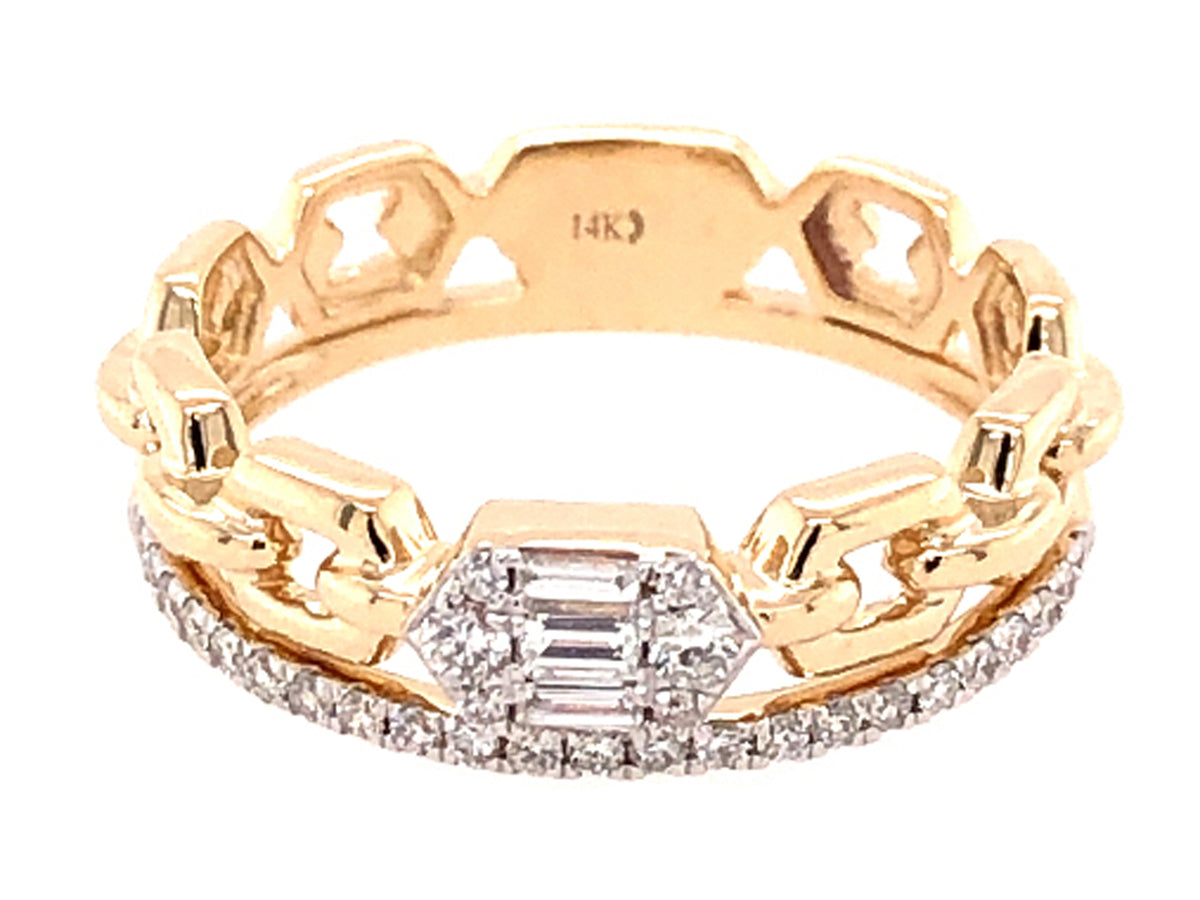 DIAMOND LINK RING, 14KY (N)