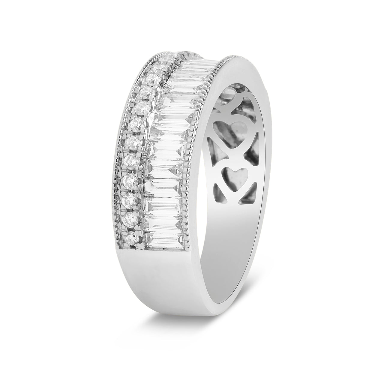 Diamond Baguette & Round Milgrain Duet Band
