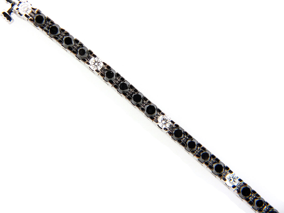 BLACK & WHITE DIAMOND BRACELET, 14KW (R)