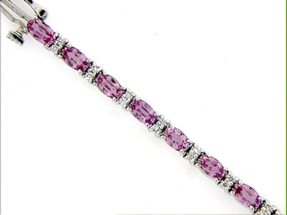 PINK SAPPHIRE & DIAMOND BRACELET, 14KW (H)