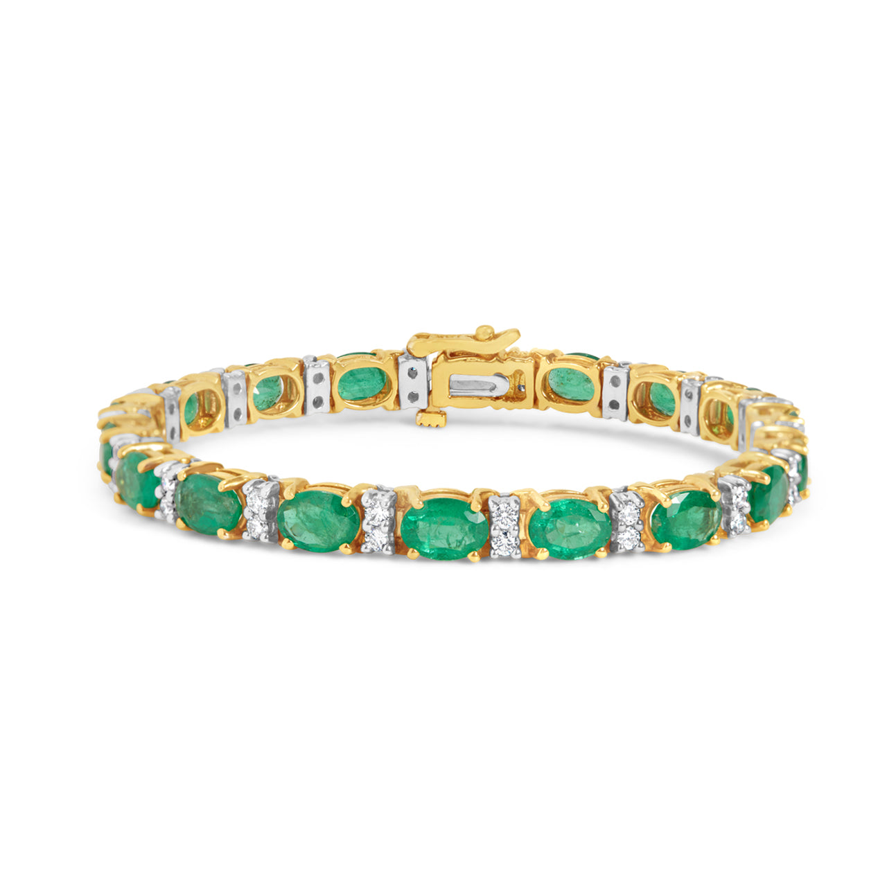 Emerald & Diamond Oval Tennis Bracelet