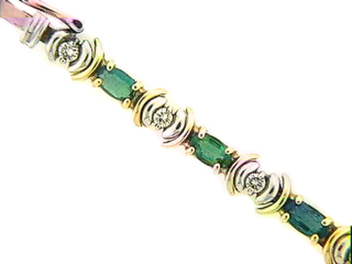 EMERALD & DIAMOND BRACELET, 14KT (O), C=3.22