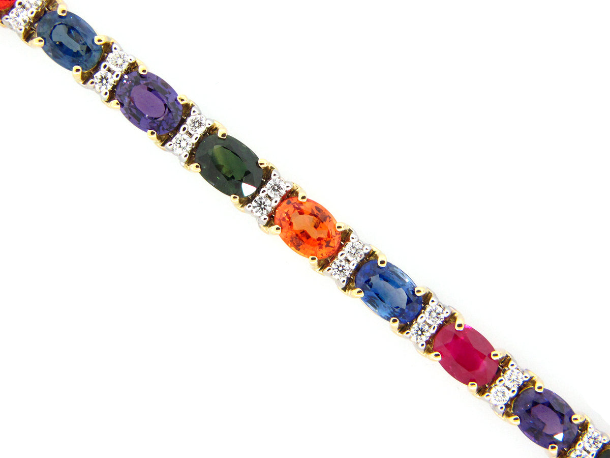 RAINBOW SAPPHIRE & DIAMOND BRACELET, 18KT (H/U)