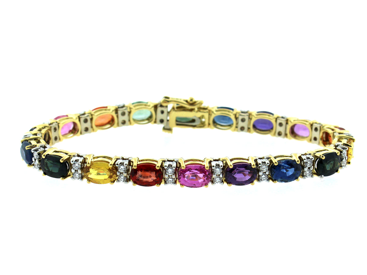 F/C SAPPHIRE & DIAMOND BRACELET, 18KWY (H/U)