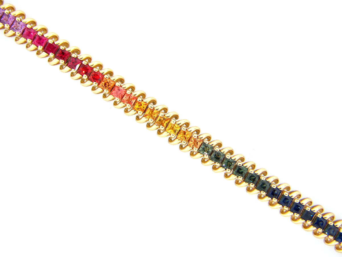 RAINBOW SAPPHIRE C=7.35CTS, BRACELET, 14KY (H/U)
