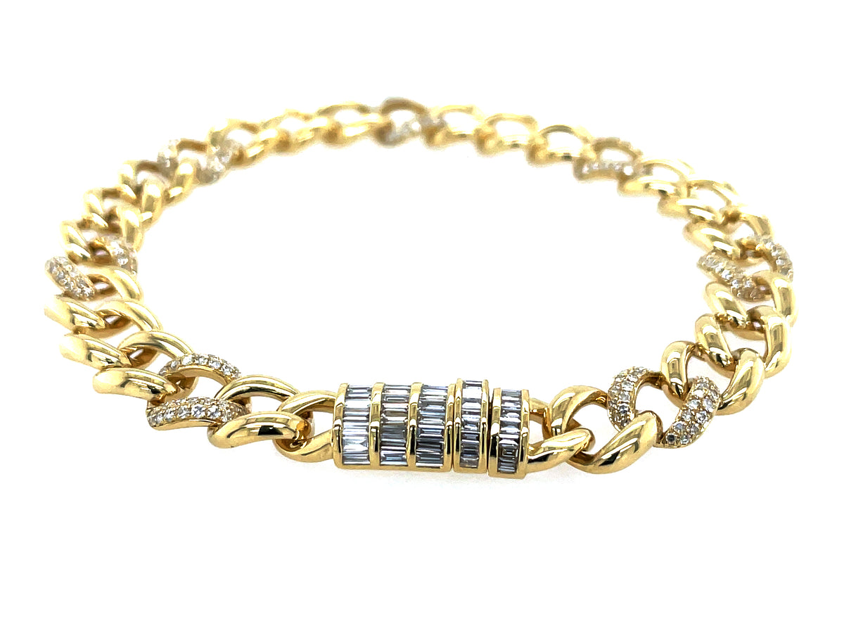DIAMOND LINK BAGUETTE CLASP BRACELET, 8MM